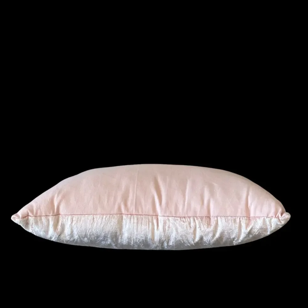 Magaschoni Beaded Faux Pearl Bows on Pink Velvet Decorative Pillow 14x20 New